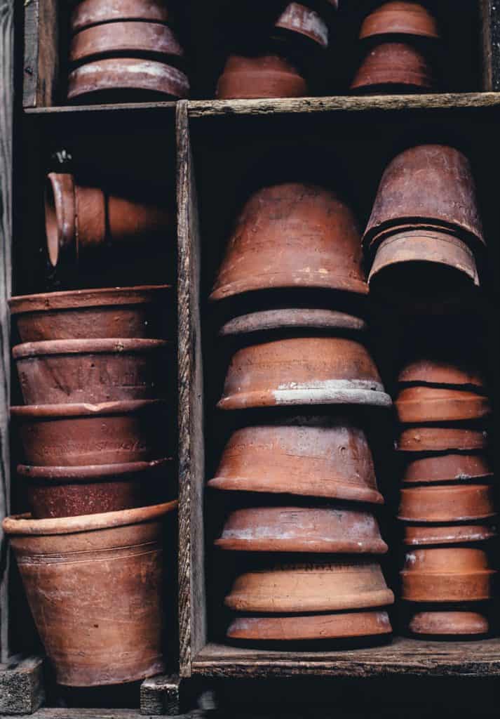 Ceramic posts stacked on top of each other.