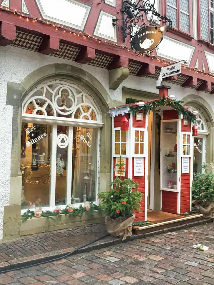 A quaint cafe in Bad Wimpfen, Germany during Christmas.